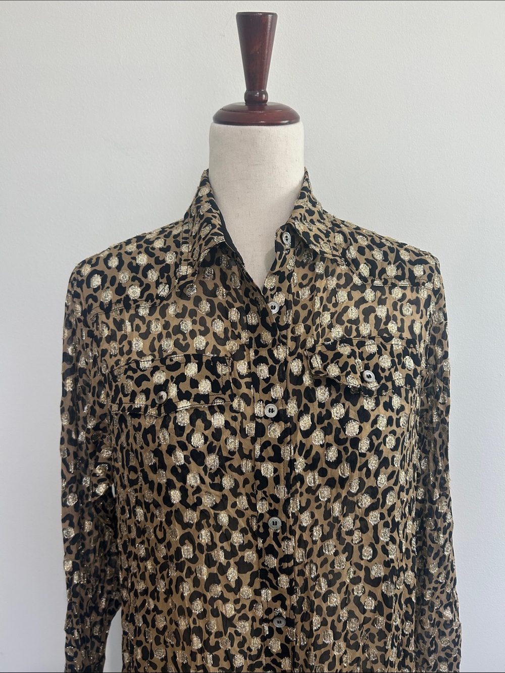 Golden Goose Leopard Print Luxury Shirt Dress Size Medium EUC - Picture 4 of 10